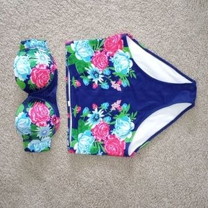 Strapless High Waisted 2-piece Bathing Suit
